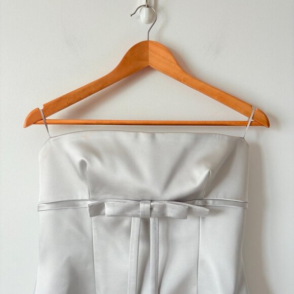Zara Satin Strapless Bow Dress NWT Silver Blogger Fav Size Large - Picture 9 of 12